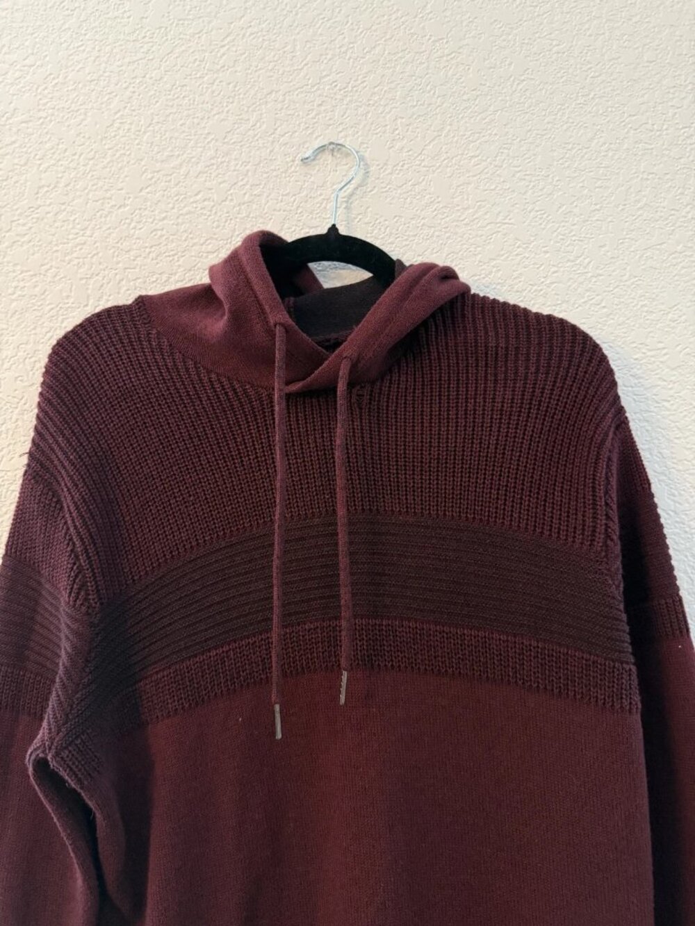 Nick Danger Hoodie - Mens L - Red Waffle Knit Hooded Pullover Sweater Sweatshirt - Picture 2 of 8
